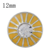 12MM design sliver Plated with rhinestone and yellow enamel KS6340-S