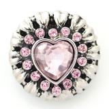 20MM Loveheart snap Antique Silver Plated with pink rhinestone KB5306 snaps jewelry