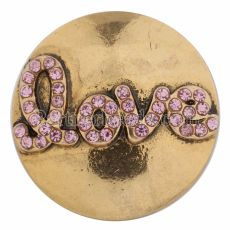 20MM valentine love snap Gold Plated with pink rhinestones KC8607 snaps jewelry