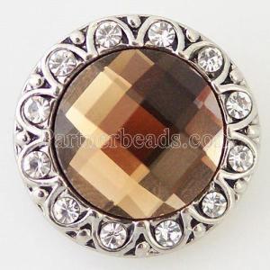 20MM Round snap Silver Plated with brown and clear rhinestone KB8648 snaps jewelry