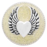 20MM love Wing snap silver Plated with yellow enamel KC6950 snaps jewelry