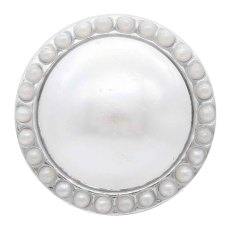 20MM round snap Silver Plated with white pearl KC6783 snaps jewelry