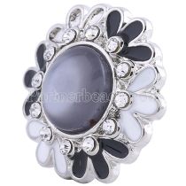20MM snaps chunks with black Opals and rhinestones interchangeable jewelry