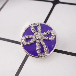 20MM cross round snap silver plated with  rhinestones and purple Enamel KC8875 interchangable snaps jewelry