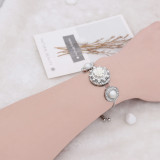 1 buttons snap sliver adjustable bracelet Diamond inlay with pearl fit snaps jewelry KC0810