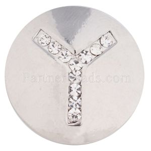 20MM Letter Y snap silver plated with Czech diamonds KC5239 snaps jewelry