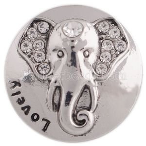 20MM Elephant snap silver plated with white Rhinestone KC5420 snaps jewelry