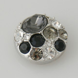 20MM Round snap Antique Silver Plated with black rhinestone KB5037 snaps jewelry