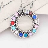 20MM design snap silver Plated with colorful Rhinestones Cat's eye is embedded in the middle KC7827 snaps jewerly