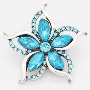 20MM design snap sliver Plated with blue rhinestones KC6711 snaps jewelry