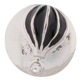 20MM Hot Air Balloon snap silver plated with Rhinestone and black Enamel KC7412 interchangeable snaps jewelry