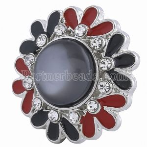 20MM snaps chunks with black Opals and rhinestones  interchangeable jewelry