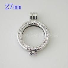 25MM Alloy coin locket pendant with rhinestone