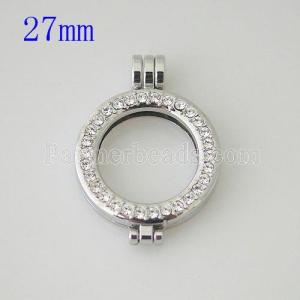 25MM Alloy coin locket pendant with rhinestone