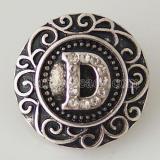 20MM English alphabet-D snap Antique silver  plated with  Rhinestones KB6257 snaps jewelry
