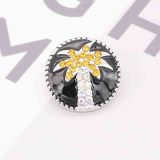 20MM Coconut tree snap silver Plated with  Rhinestones and Enamel KC7788 snaps jewerly