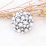 20MM pearl snap Silver Plated with white pearl and Rhinestone KC6794 snaps jewelry