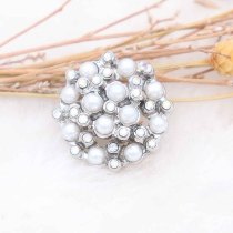 20MM pearl snap Silver Plated with white pearl and Rhinestone KC6794 snaps jewelry