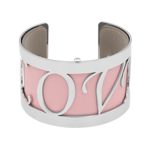 Copper Bangle with real leather Pink/gray double side TA7033