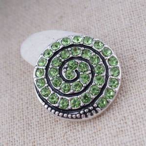 20MM round helix snap  Antique Silver Plated with green rhinestone KC7080 snaps jewelry