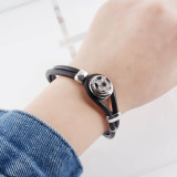 Black real leather new type bracelets fit Small snaps chunks