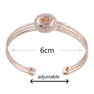 1 buttons snaps metal bangle Rose Gold  bracelets with Rhinestones KS1142-S fit 12MM snaps chunks
