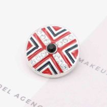 20MM round snap silver Plated with  Rhinestones and red enamel KC7800 snaps jewerly