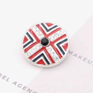 20MM round snap silver Plated with  Rhinestones and red enamel KC7800 snaps jewerly
