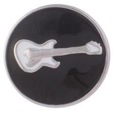 20MM Guitar snap Silver Plated with Enamel KB6301 black music