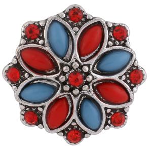 20MM snaps metal chunks with red  rhinestones