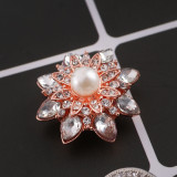 20MM snap rose-gold plated with white Rhinestones and pearl KC8995 snaps jewelry