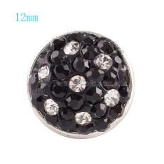 12mm snaps button with black rhinestone  KS2704-S snaps jewelry