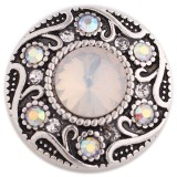 20MM design snap silver Antique plated with white Rhinestone KC6352 snaps jewelry