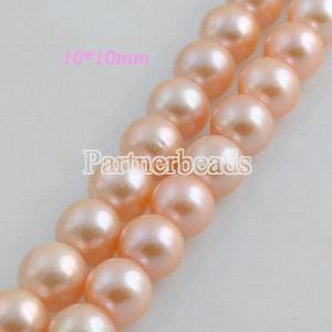 10*10mm freshwater round pearl beads pink