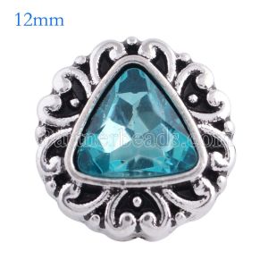 12MM snap Antique Silver Plated with faceted blue crystal KS6083-S snaps jewelry