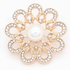 20MM design snap rose-gold Plated with rhinestones and pearl KC6694 snaps jewelry