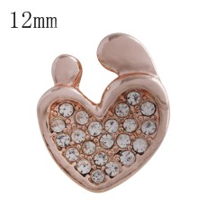 12MM love snap Rose Gold Plated with white Rhinestone  KS5217-S interchangeable snaps jewelry
