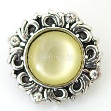 20MM Pattern snap Antique Silver Plated with yellow rhinestone KB6460 snaps jewelry