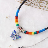 20MM butterfly snaps with blue rhinestone KB7046 snaps jewelry