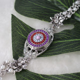 20MM Round snap Silver Plated with small purple beads KB6343 snaps jewelry