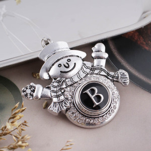 20MM English alphabet-B  snap silver  plated KB1252 with Enamel interchangeable snaps jewelry