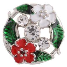 20MM flower snap Silver Plated with multicolor Enamel and Rhinestones KC8813 snaps jewelry