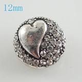 12mm love snaps with white rhinestone KB6657-S snap jewelry