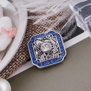 20MM Irregular shape snap Antique Silver Plated with blue rhinestone KB5238 snaps jewelry