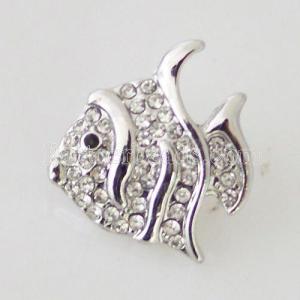 20MM fish snap Silver Plated with rhinestone KB7036 snaps jewelry