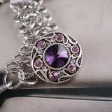 20MM design snap silver Antique plated with purple Rhinestone KC6354 snaps jewelry