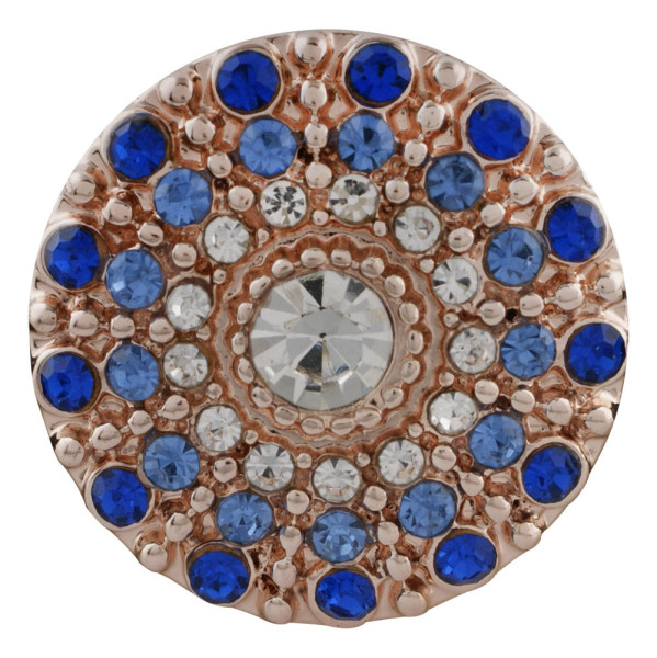 20MM round Rose-Gold Plated with blue rhinestone KC7597 snaps jewelry