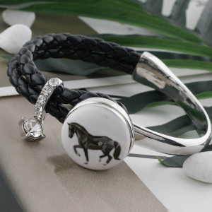20MM horse Painted enamel metal C5280 print snaps jewelry