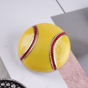 20MM Baseball snap Silver Plated with yellow Enamel KC6086 snaps jewelry