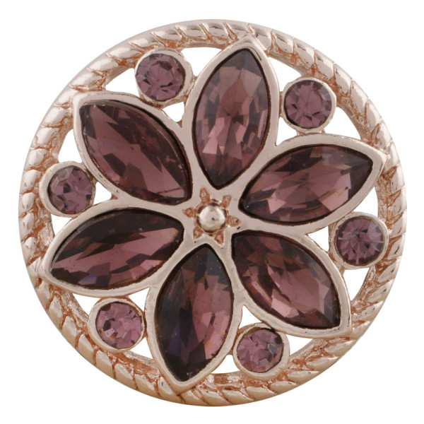 20MM round Rose Gold Plated with purple rhinestone KC7550 snaps jewelry